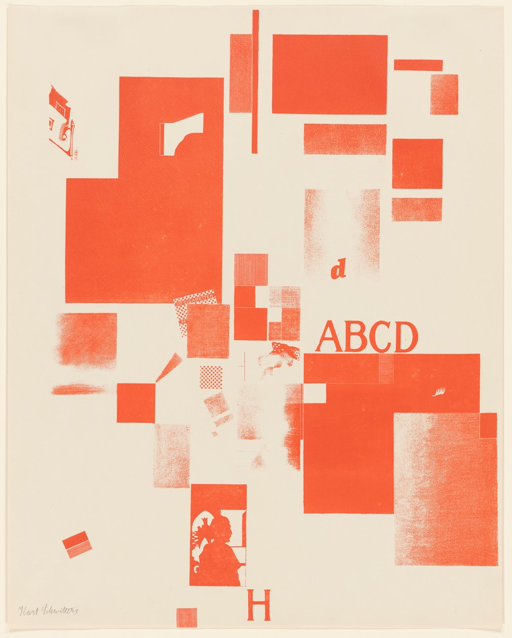Sem título, não. 4 de 6 da carteira Merz 3. Kurt Schwitters 6 Lithos. Merz Mappe. Erste Mappe des Merzverlages (Merz 3. Kurt Schwitters 6 Lithos. Merz Portfolio. Primeiro Portfólio da Editora Merz) de Kurt Schwitters