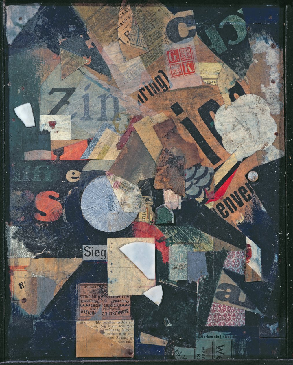 Vitória (óleo & colagem sobre jornal) de Kurt Schwitters