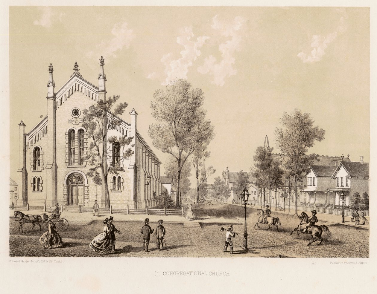 Primeira Igreja Congregacional, Chicago, c.1867 de Kurz and Allison