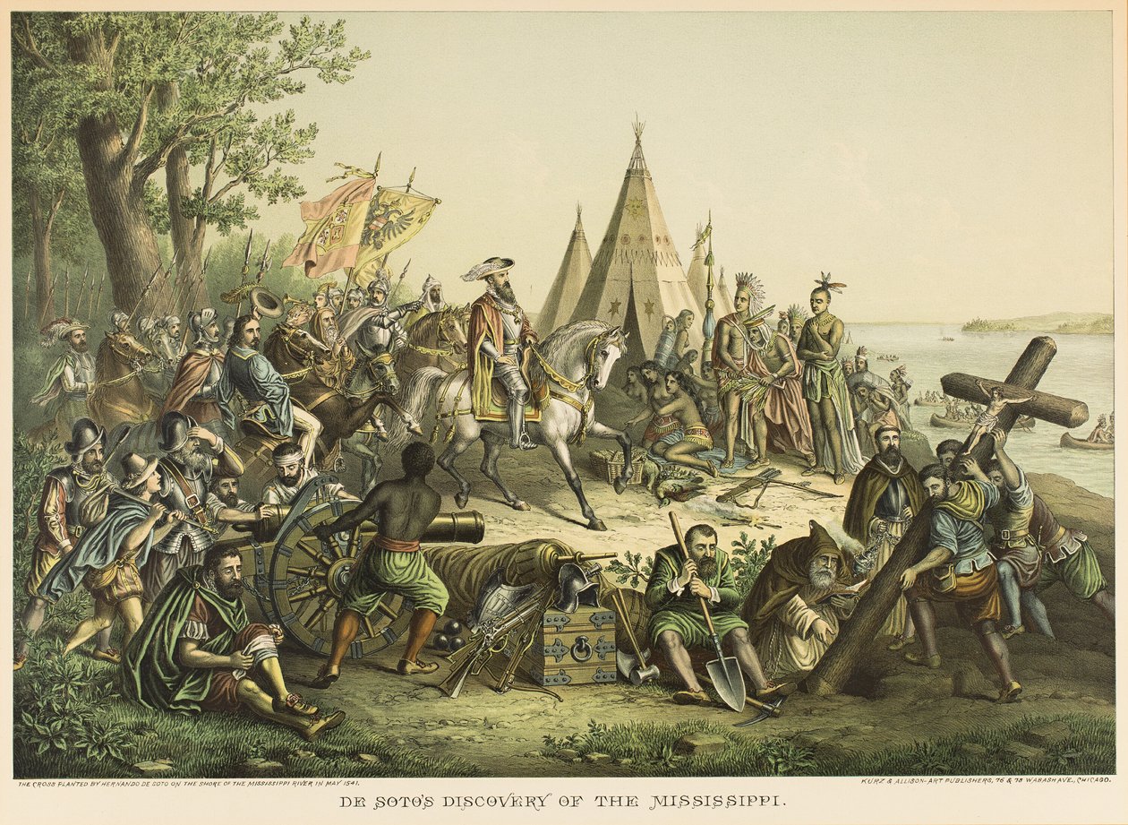 A descoberta do rio Mississippi por DeSoto de Kurz and Allison