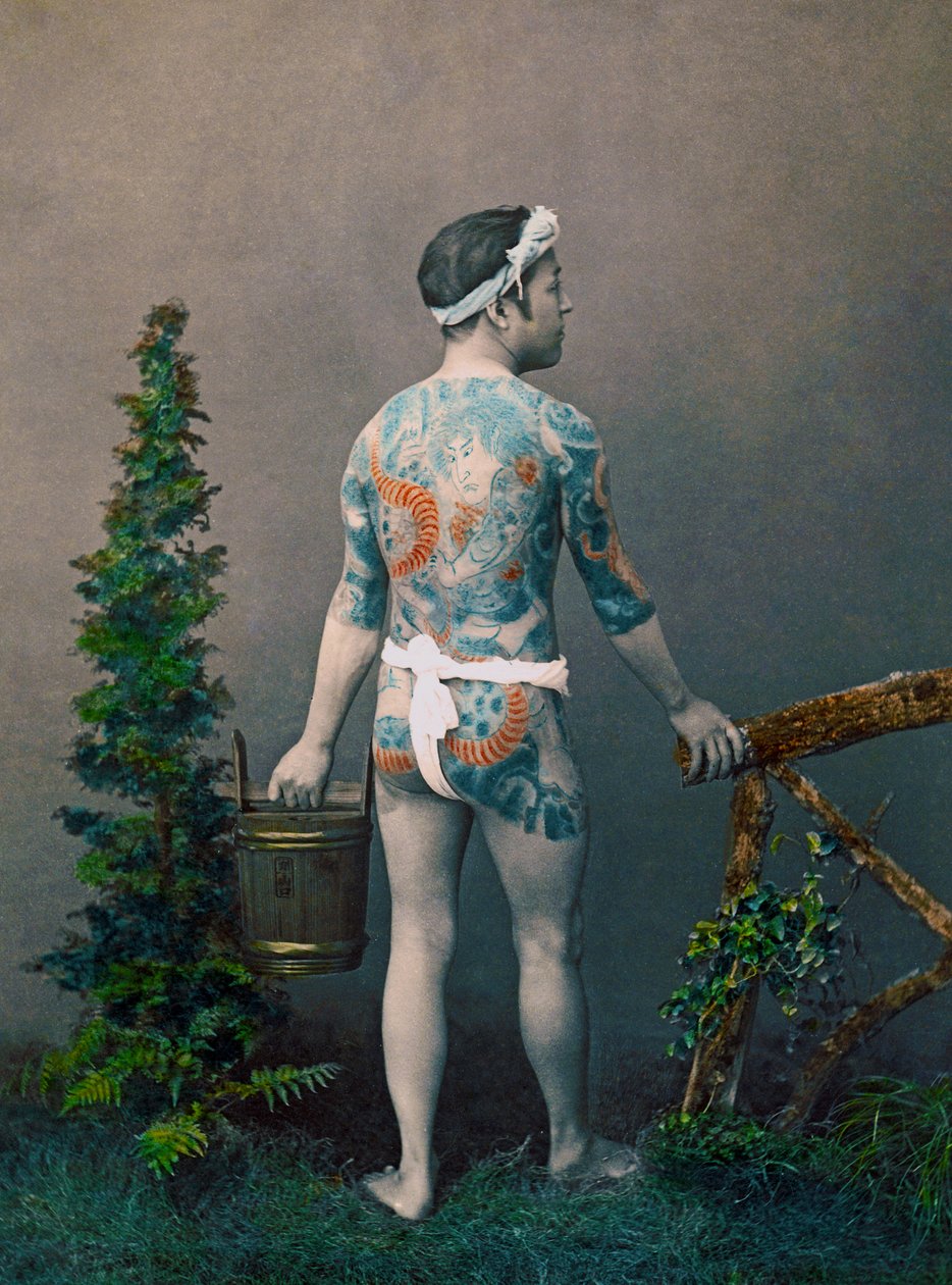 Noivo tatuado, c.1890 de Kusakabe Kimbei