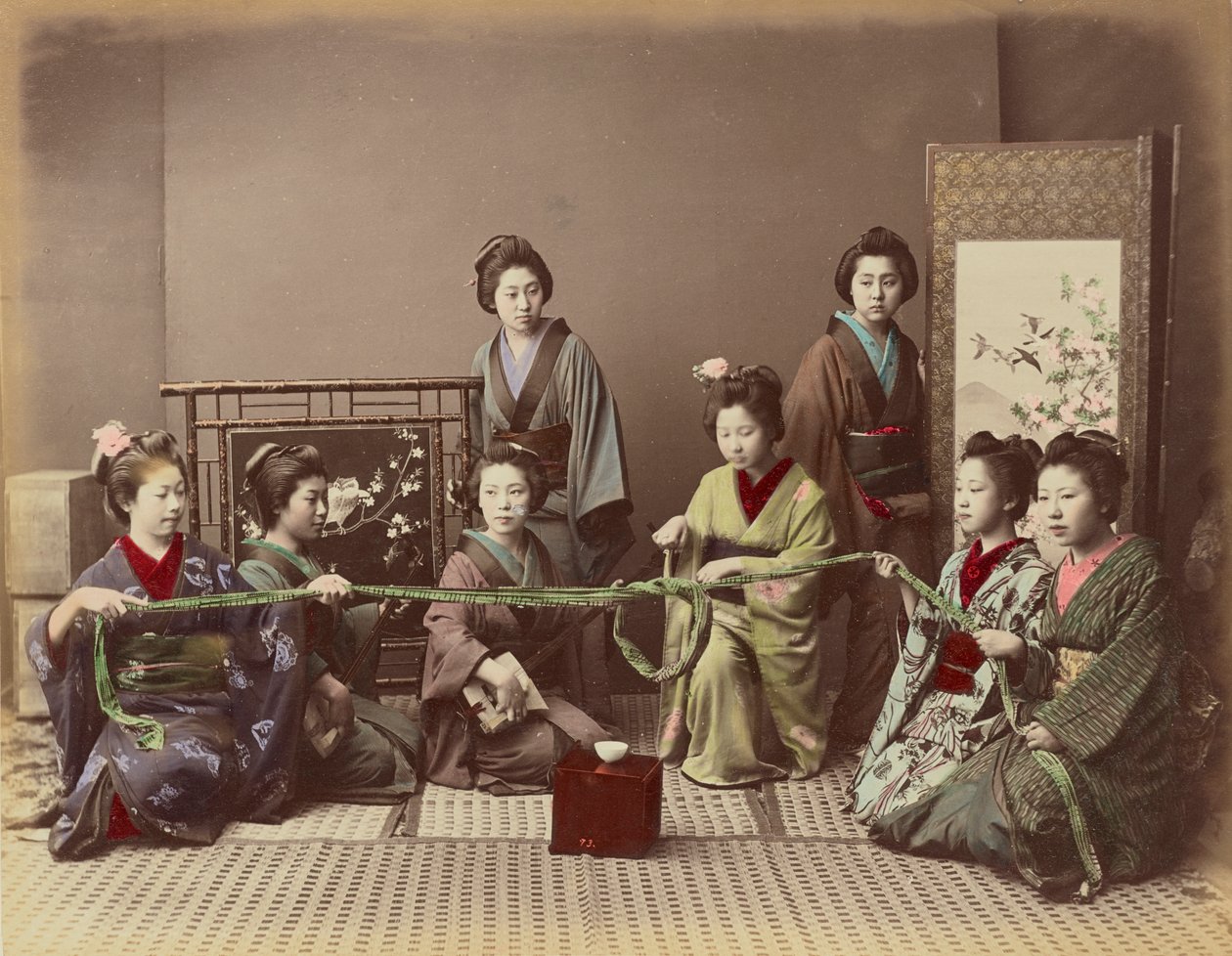 (Konkonchiki) Menina Japonesa Jogando Jogo, c.1880 de Kusakabe Kimbei