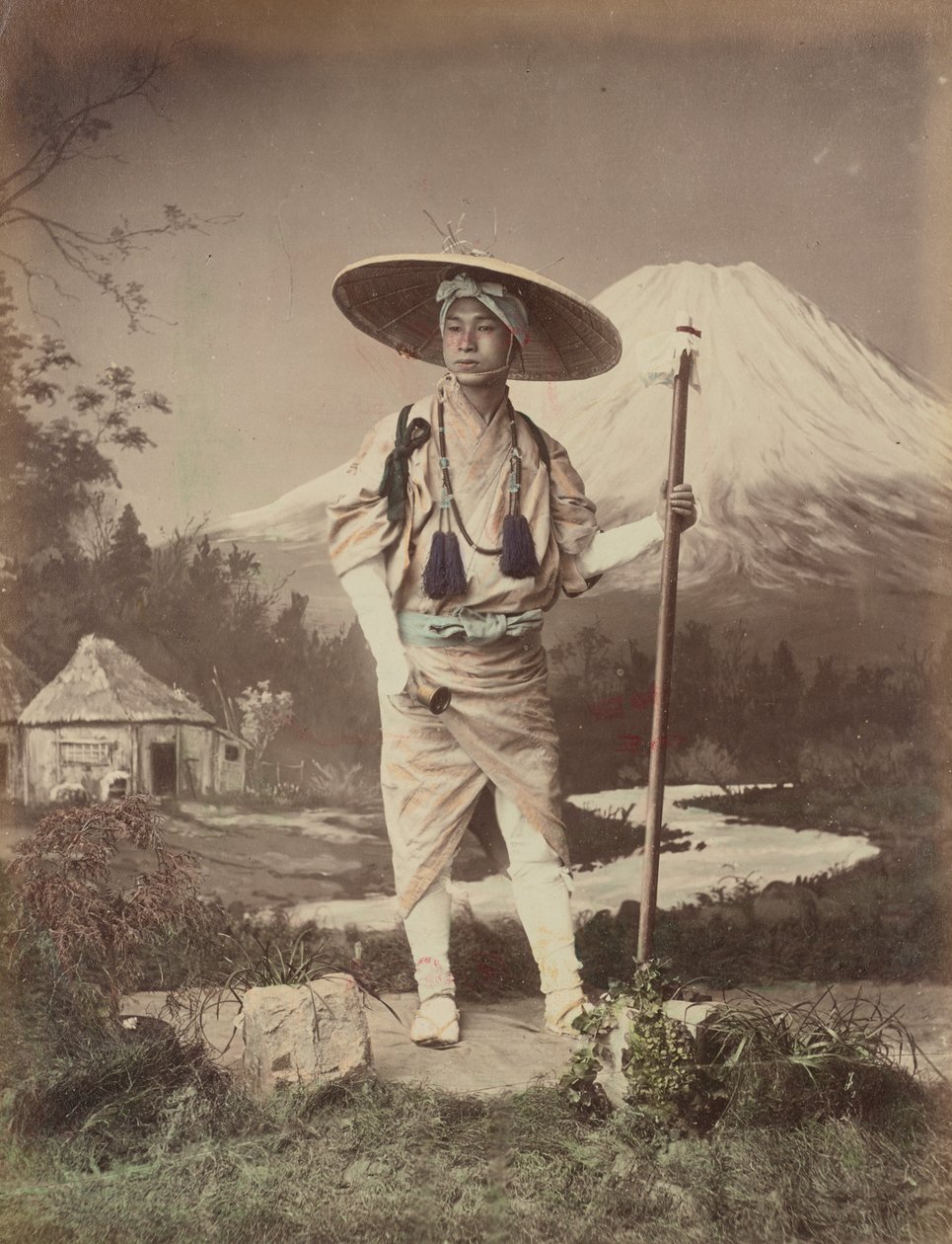 Peregrino a subir o Fujiyama de Kusakabe Kimbei