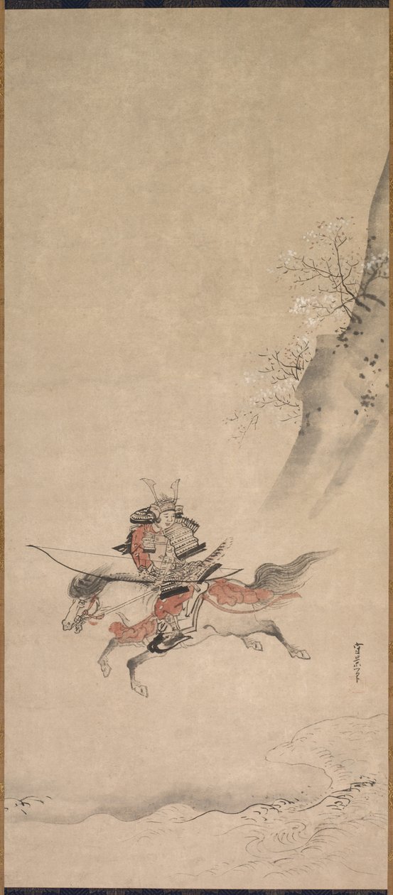 Um samurai a cavalo, século XVII. de Kusumi Morikage