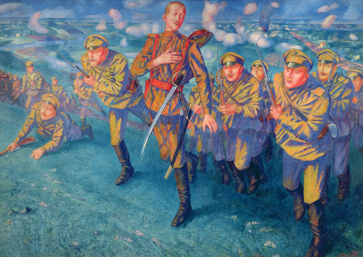 Na linha de fogo, 1916 de Kuzma Sergeevich Petrov Vodkin
