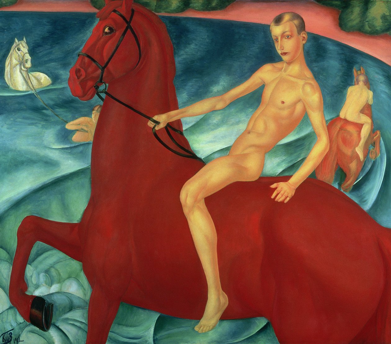 Banho do cavalo vermelho, 1912 de Kuzma Sergeevich Petrov Vodkin