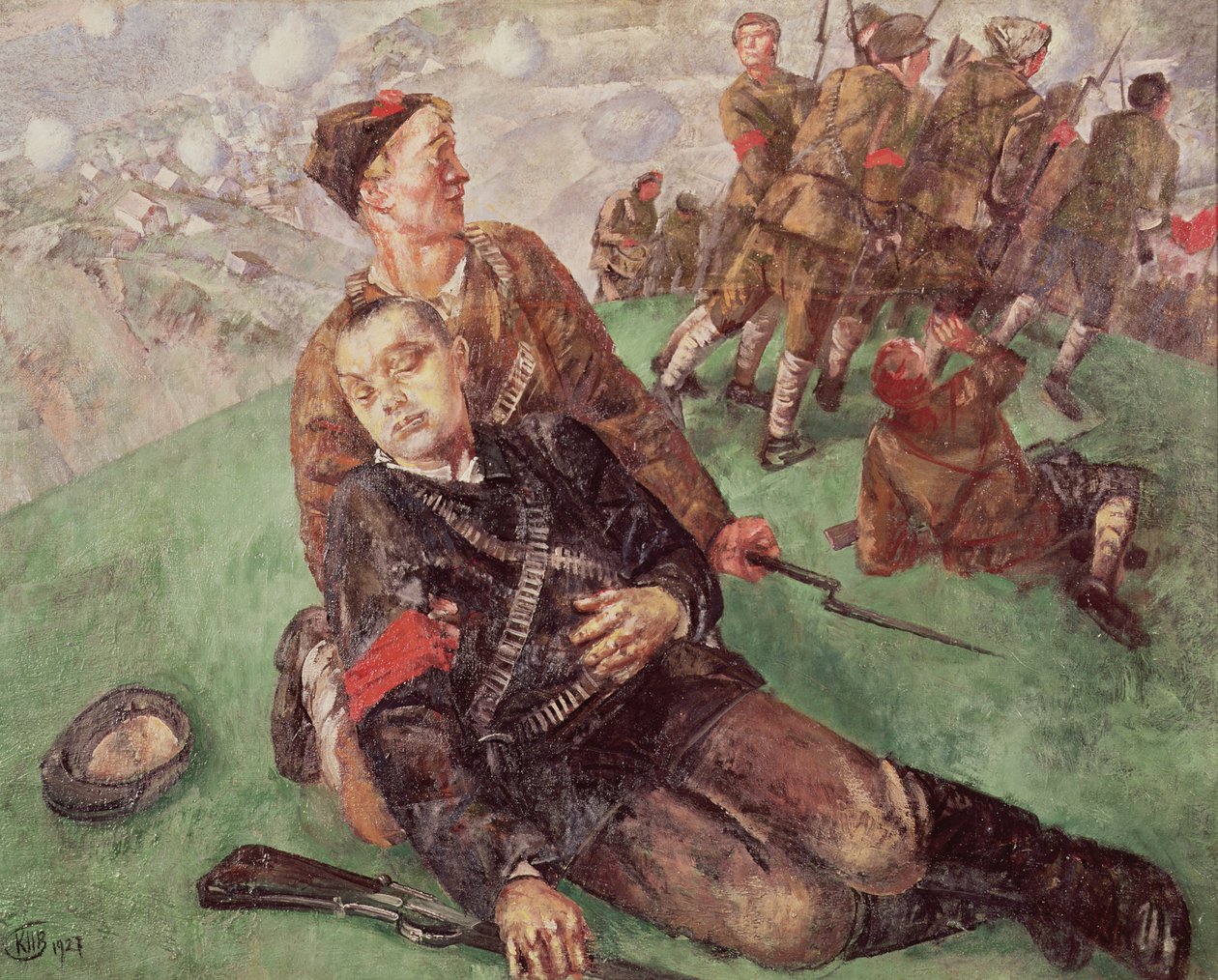 Morte de um Comissário dos Povos, 1927 de Kuzma Sergeevich Petrov Vodkin