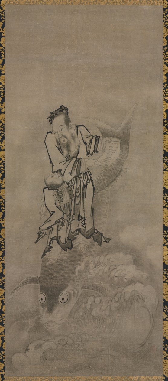 Hotei com Imortais Daoístas, final de 1600-início de 1700. de Kyūseki Tomonobu