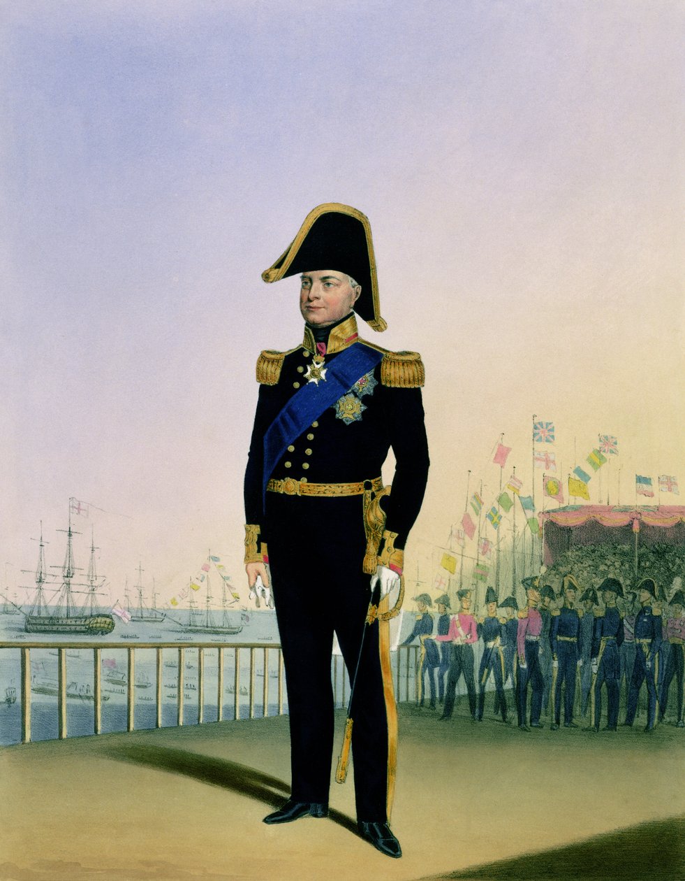 Retrato do Rei Guilherme IV (1765-1837), quadro 14 de &39;Traje da Marinha Real e Marinha&39;, gravado pelos artistas, c.1830-37 de L. and Eschauzier, St. Mansion