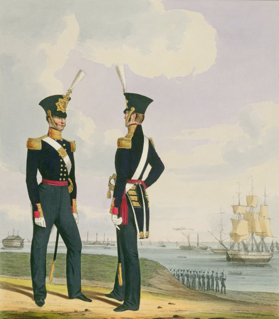 Cirurgiões, placa 6 de &39;Traje da Marinha Real e Marinha&39;, gravada pelos artistas, c.1830-37 de L. and Eschauzier, St. Mansion