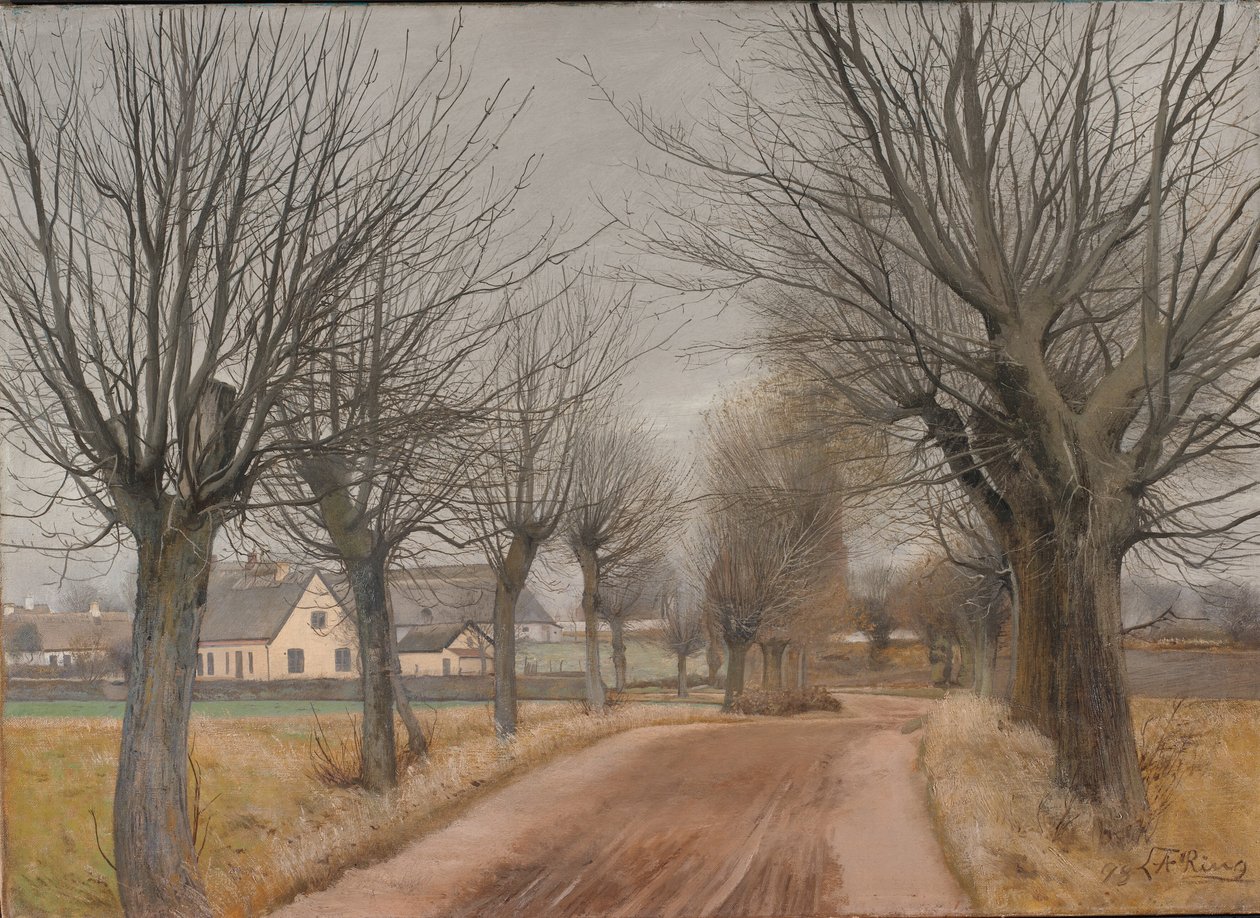 Uma estrada perto de Vinderød, Zelândia de Laurits Andersen Ring