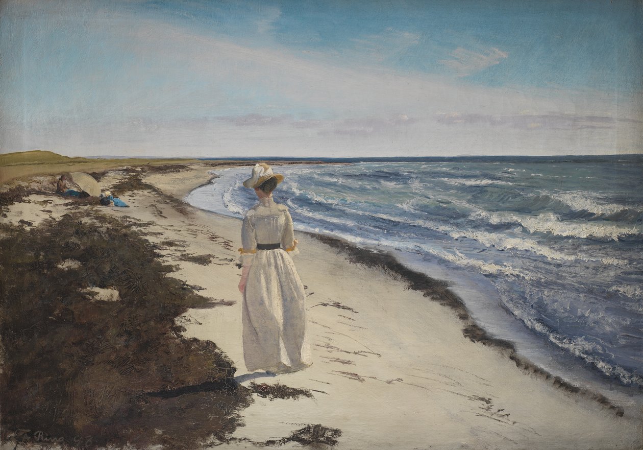 Senhora na praia de Karrebæksminde, Zelândia de Laurits Andersen Ring