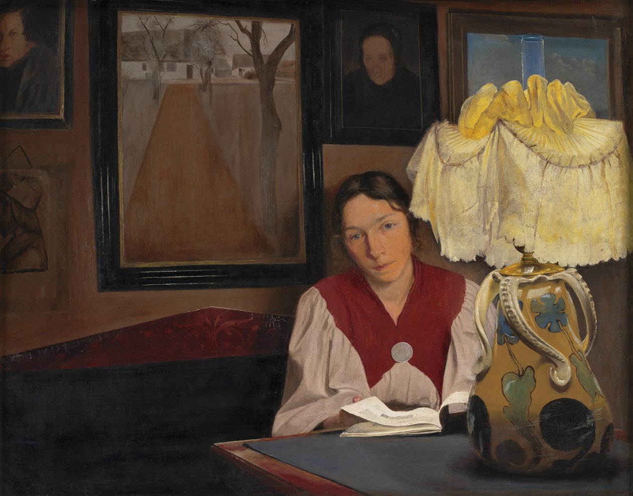 A esposa do artista à luz da lâmpada de Laurits Andersen Ring