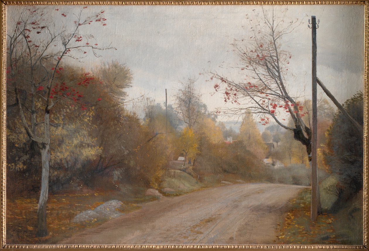 A estrada em Mogenstrup, Zelândia. Outono de Laurits Andersen Ring
