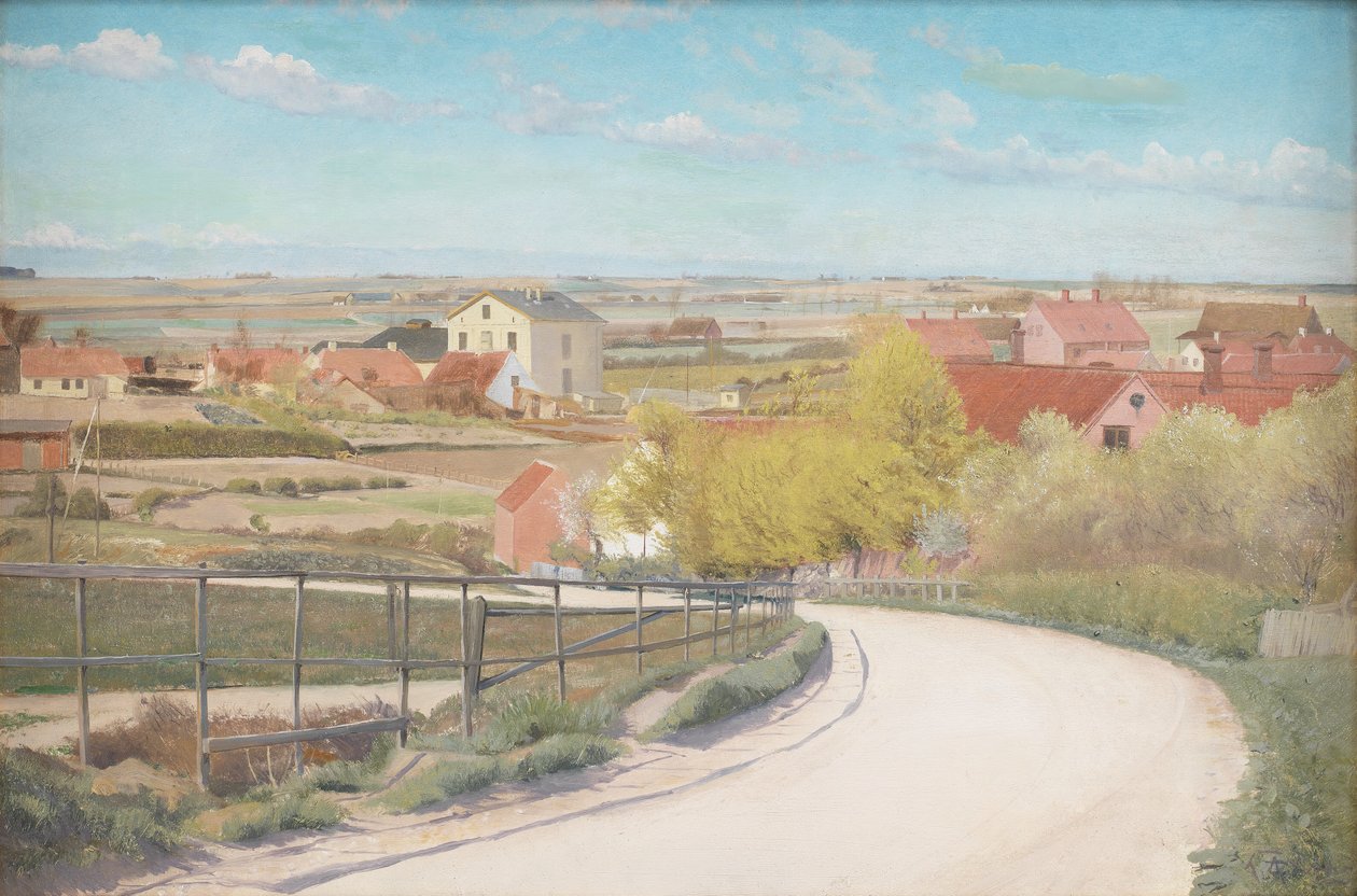 Vista de uma estrada perto de Næstved, Zelândia de Laurits Andersen Ring