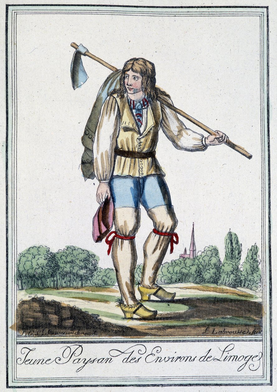 Jovem camponês da zona de Limoges - na "Encyclopédie des voyages" de J. Grasset St Sauveur, Deron, Paris de L.F. Labrousse