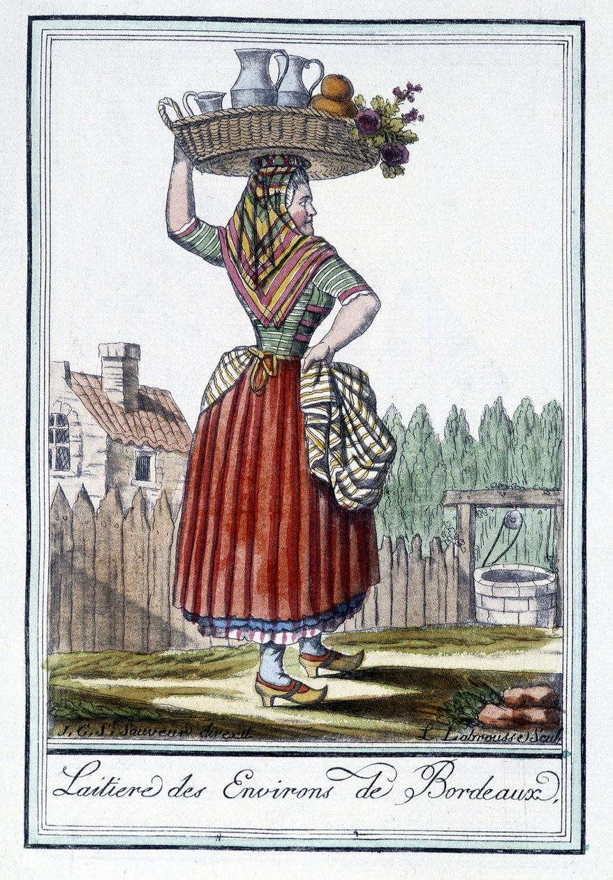 Laitiere des environs de Bordeaux - in "Encyclopédie des voyages" de J. Grasset St Sauveur, Deron, Paris de L.F. Labrousse