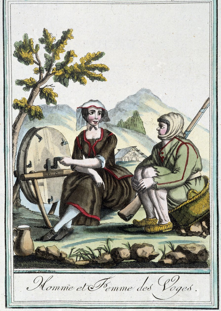 Homem e mulher dos Vosges - na "Encyclopédie des voyages" de J. Grasset St Sauveur, Deron, Paris de L.F. Labrousse