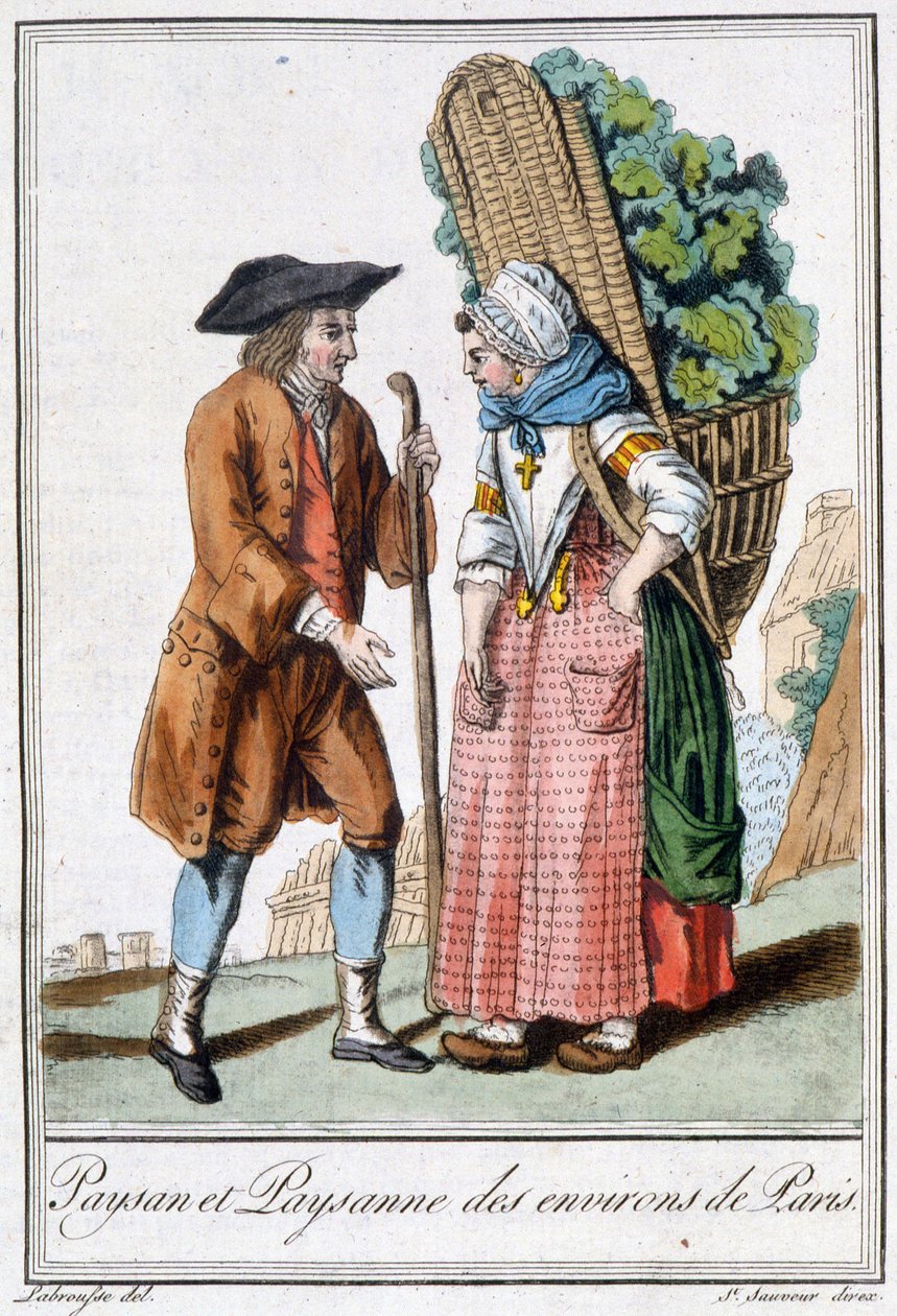 Camponês e camponês de Paris - na "Enciclopédia das Viagens" de J. Grasset St Sauveur, Deron, Paris de L.F. Labrousse