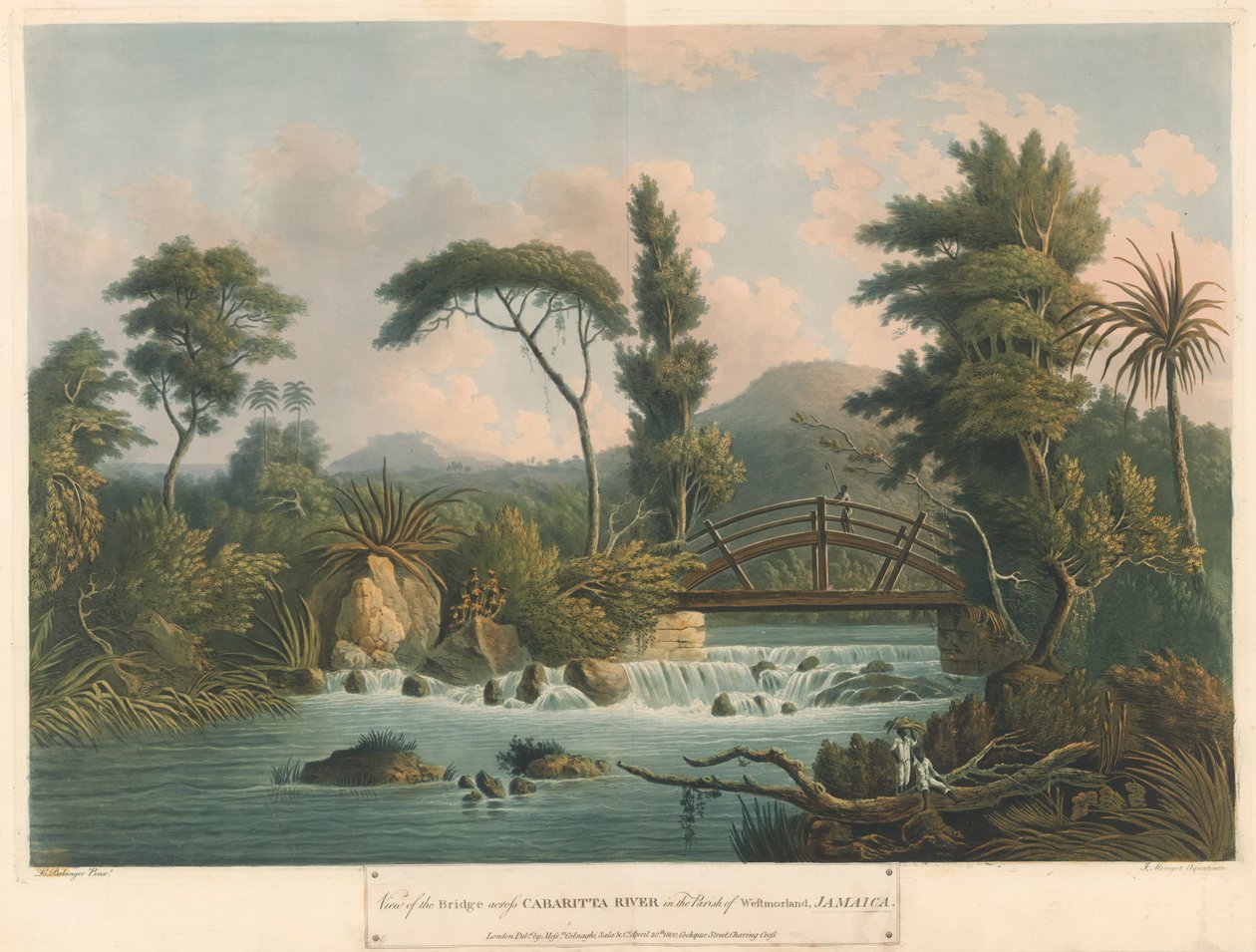 O Rio Cabaritta, de Six Views in the Island of Jamaica, litografia de I. Merigot de L. (after) Belanger