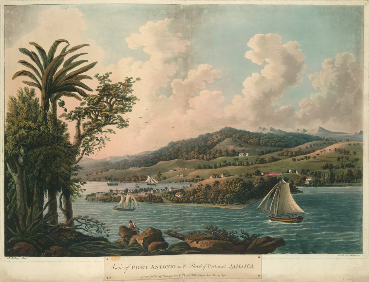 Port Antonio, de Six Views in the Island of Jamaica, litografia de I. Merigot de L. (after) Bellenger