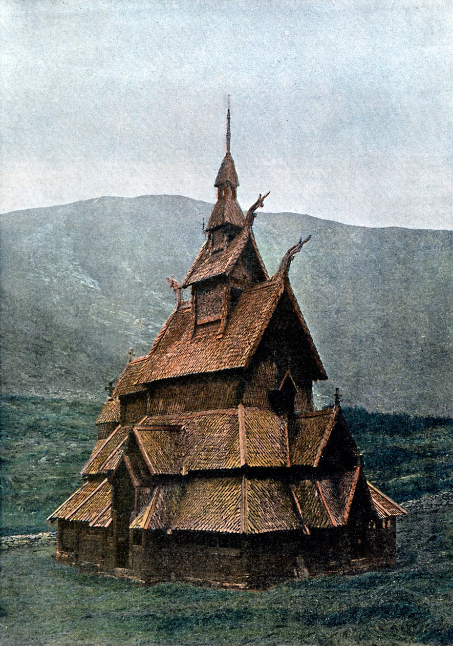 Igreja Borgund Stave, Sogn og Fjordane, Noruega, c1890 de L Boulanger