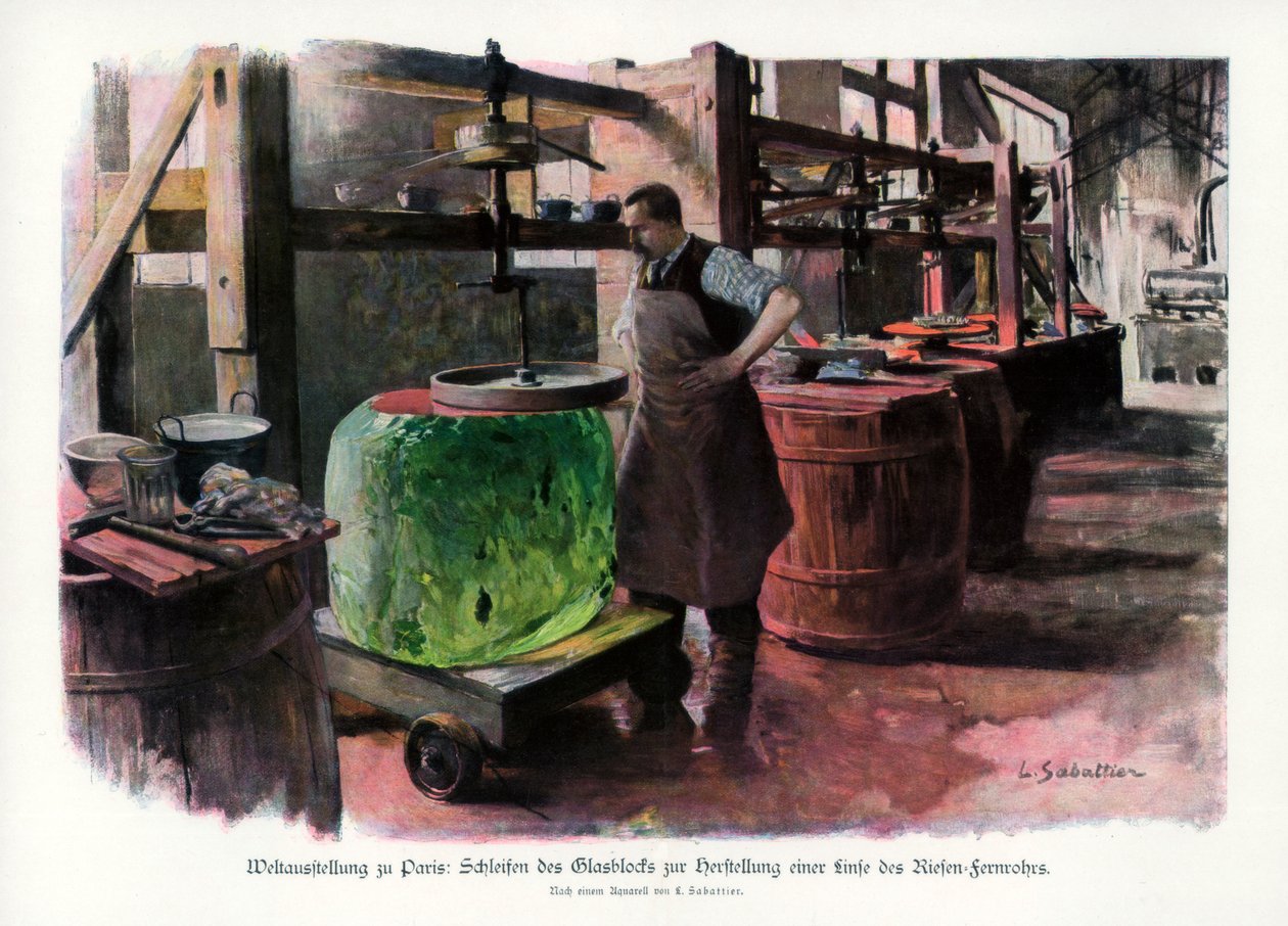 Fabrico de lentes, Exposição Mundial de Paris, 1889, 1900. de L Sabattier