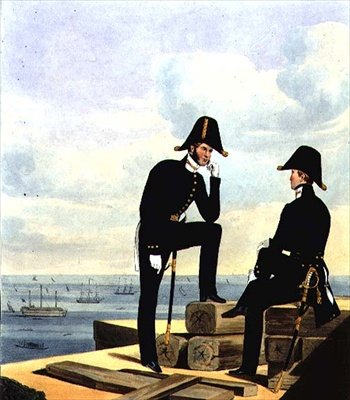 Mates, placa 12 de "Traje da Marinha Real e Marinha", gravada pelos artistas, c.1830-37 (cor litho) de L. and Eschauzier St. Mansion