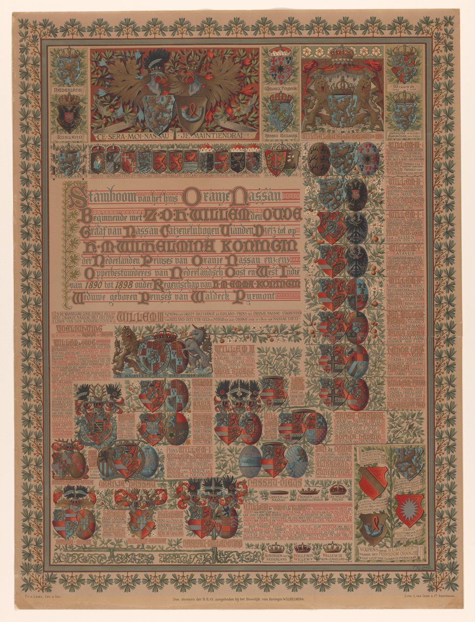 Árvore genealógica da Casa de Orange-Nassau Árvore genealógica da casa Oranje Nassau Começando com Z.D.H. Willem den Oud (...) (título no objeto) de L. van Leer