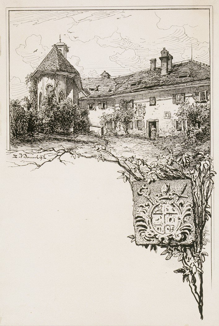 O Castelo de Bled com o Arco do Arco de Ladislav Benesch