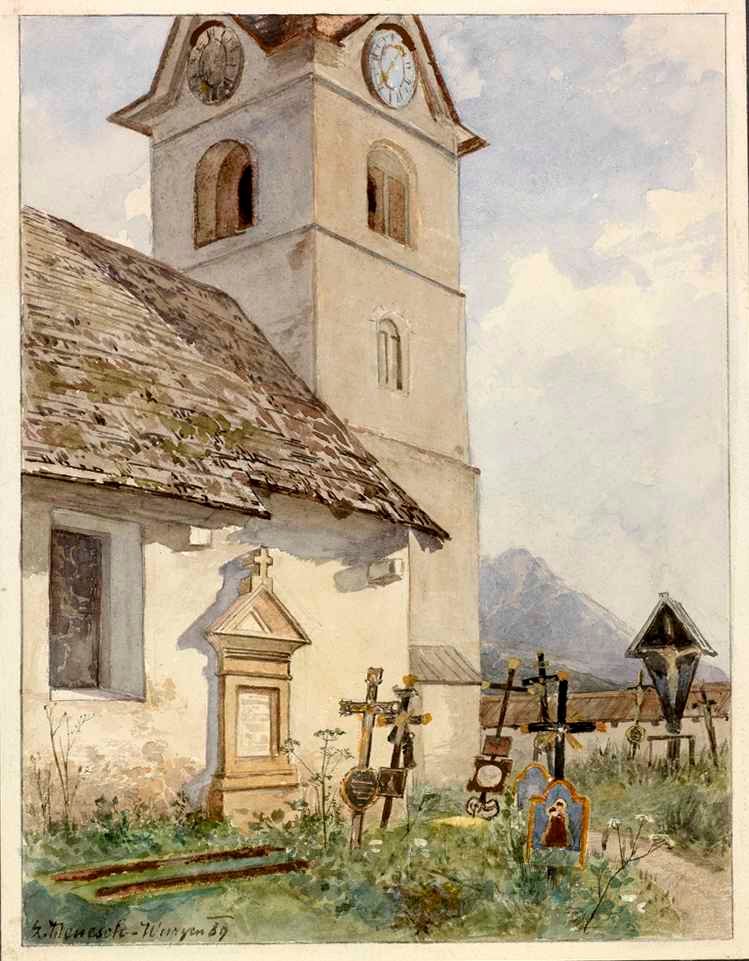 Igreja de Santo André com um cemitério em Podkorenun de Ladislav Benesch