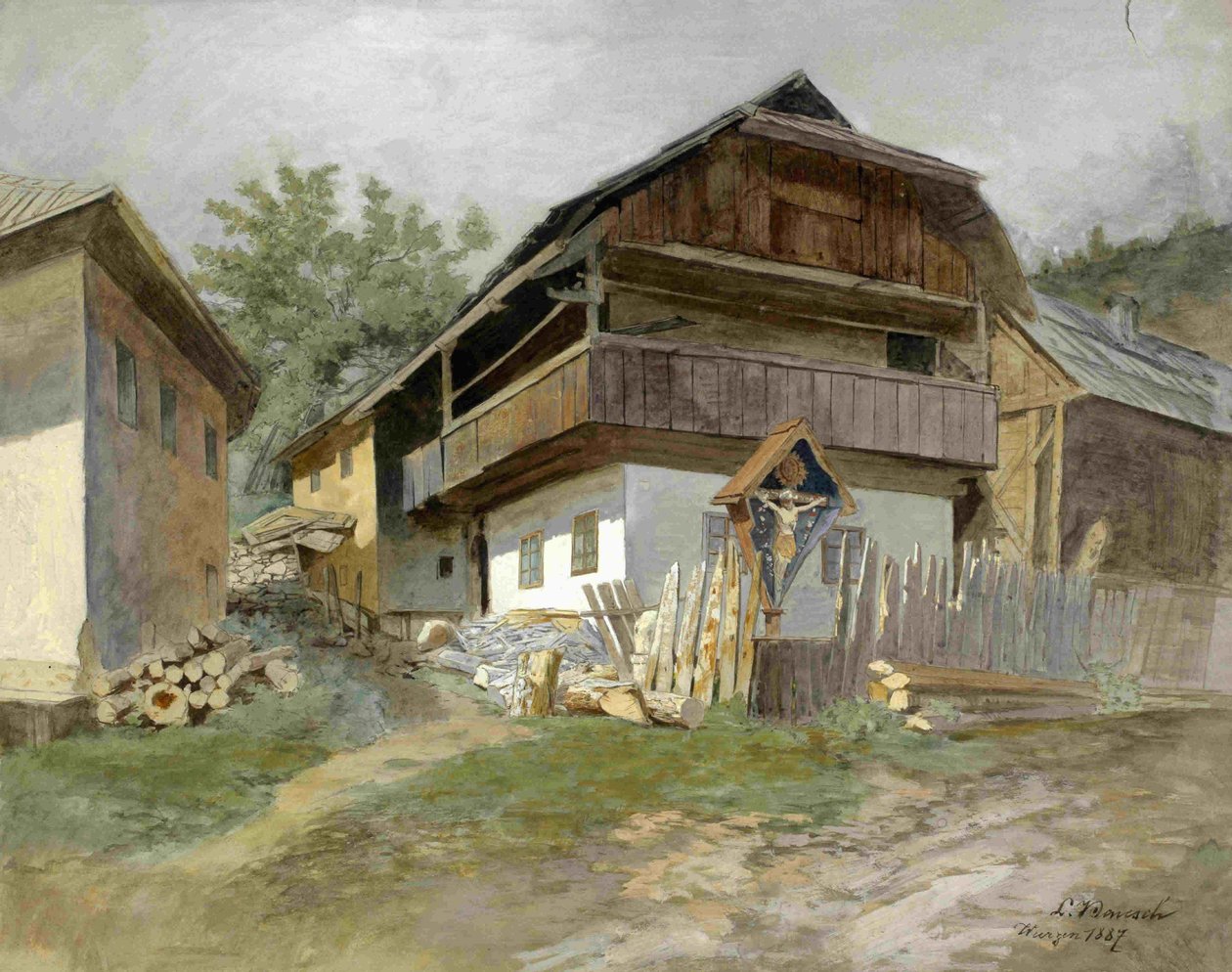 O motivo de Podkoren é uma casa característica com um sinal de Ladislav Benesch