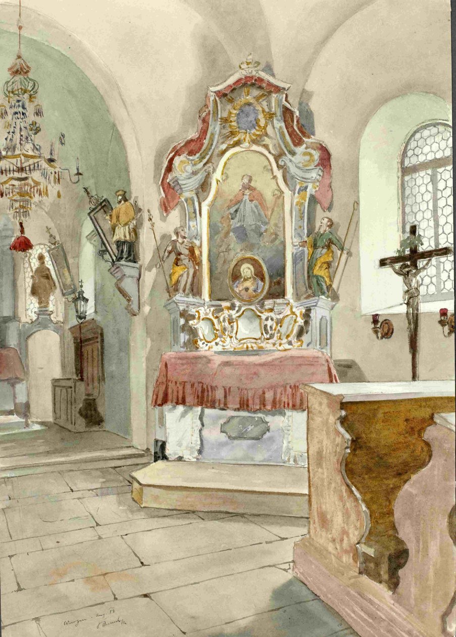 Igreja Notranjska de Santo André em Podkoren - altar lateral de St. Miklavzan de Ladislav Benesch