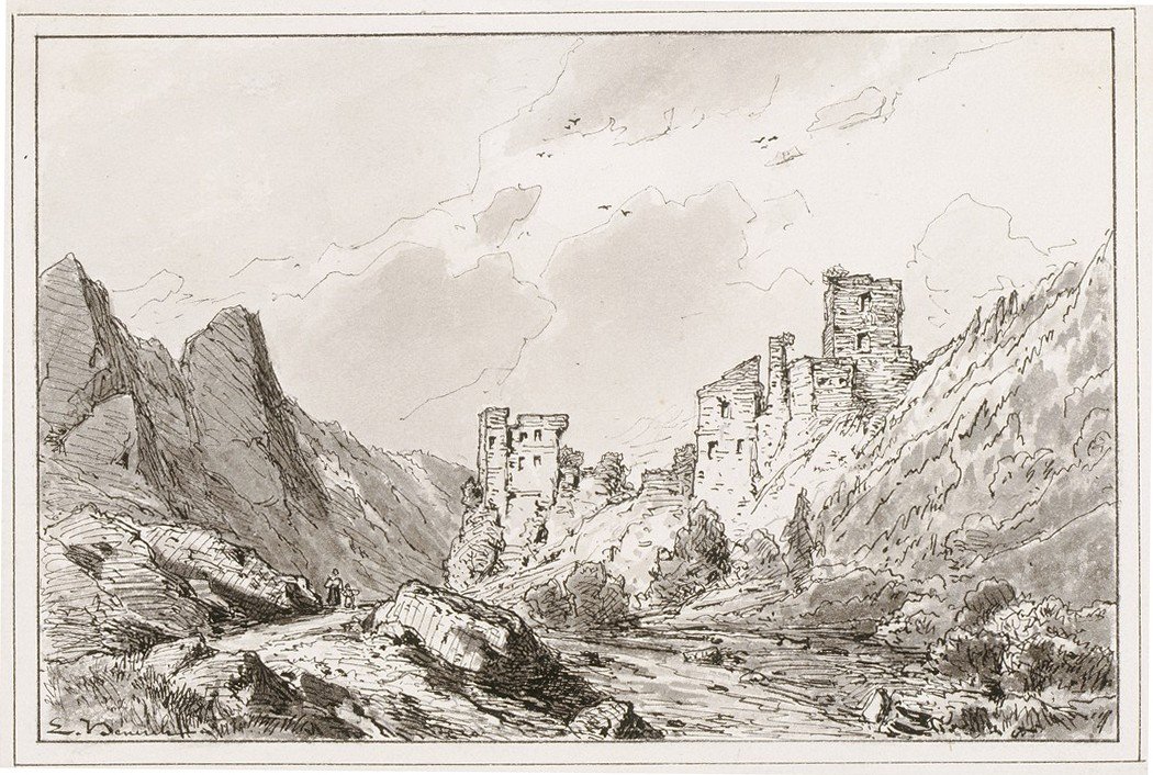 As ruínas do castelo Kamen perto de Begunje IIIn de Ladislav Benesch
