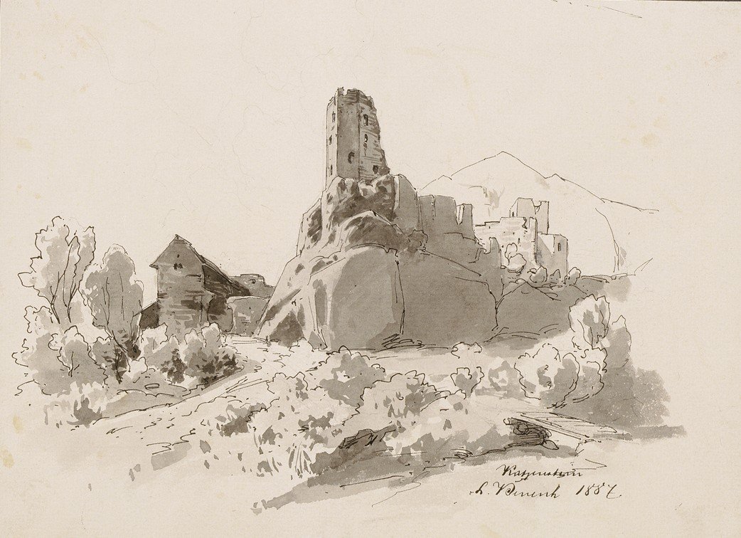 As ruínas do castelo Kamen perto de Begunje IIn de Ladislav Benesch