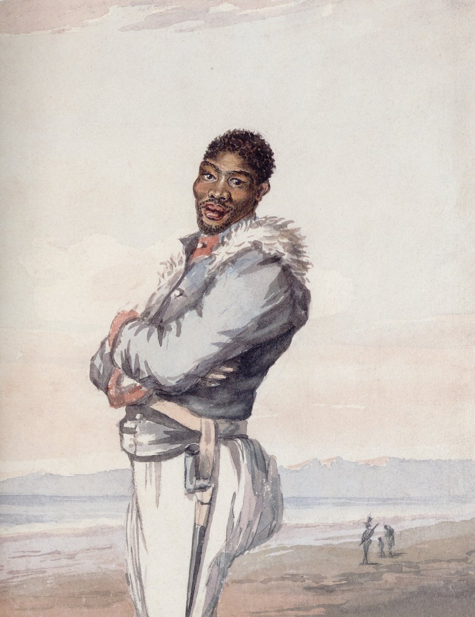 Este é um soldado da corporação Hottentot, formado pela VOC em 1795 de Lady Anne Barnard