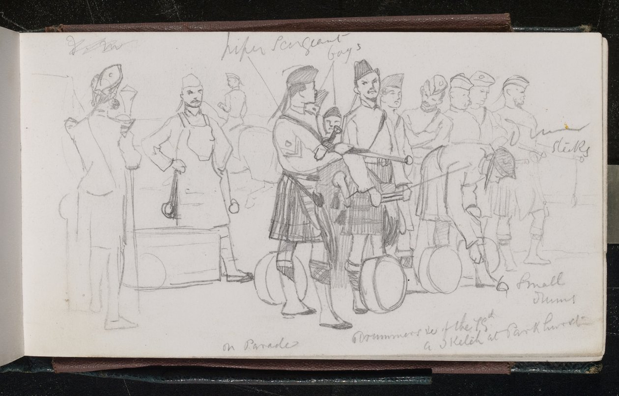 No desfile. Bateristas do 79º. Um sketch em Parkhurst. de Lady  Butler