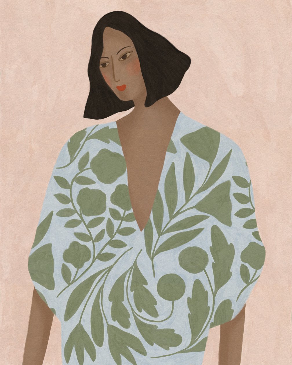 Mulher com vestido floral, 2022 (digital) de Lady Ann de Borja
