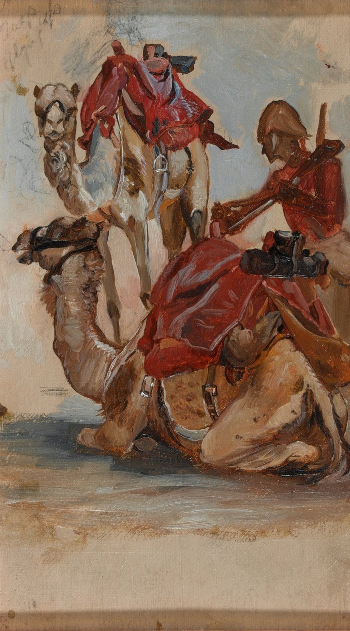 Soldado britânico, camel corps, egito, primeira guerra sudanesa, 1885, circa de Lady Butler