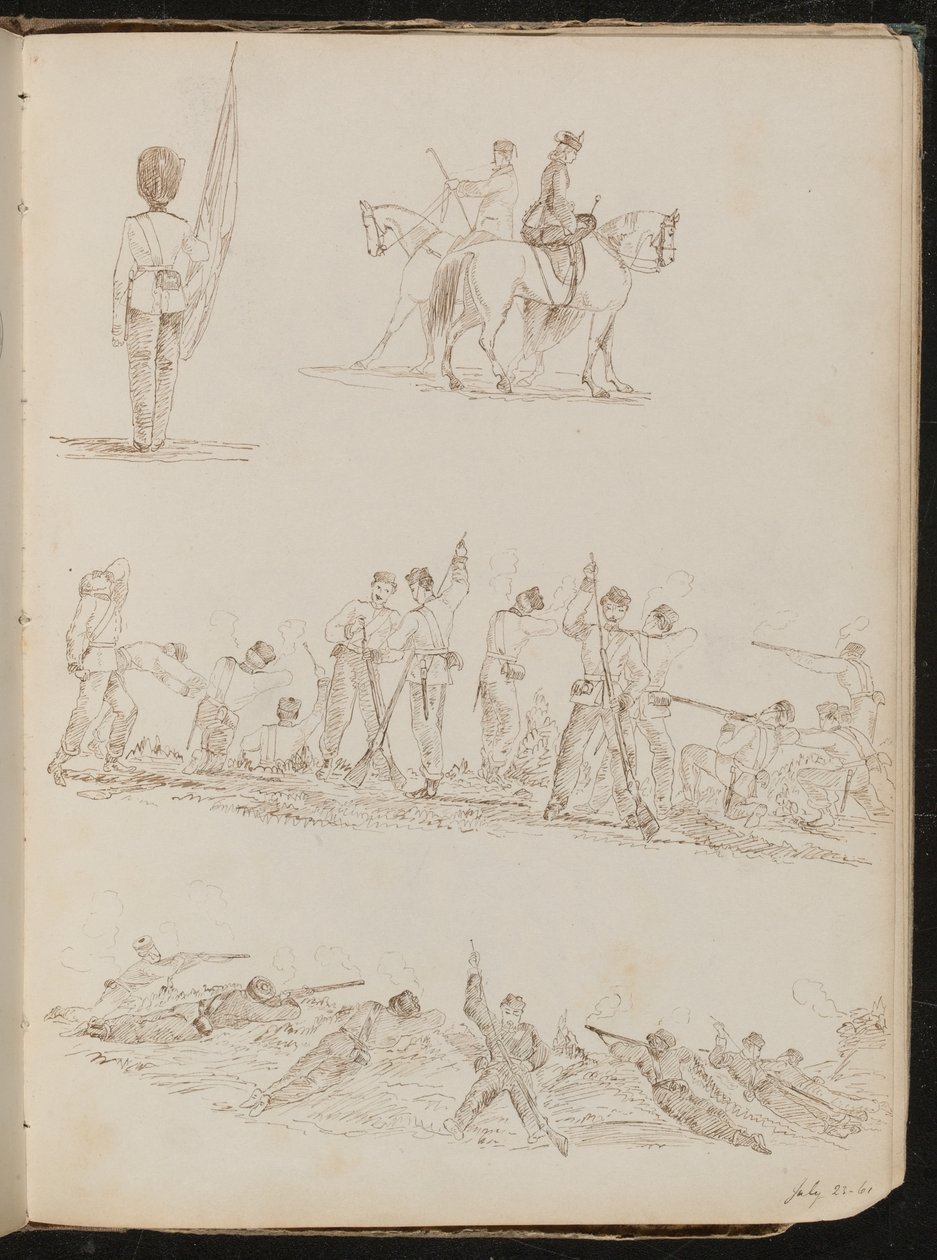 Quatro estudos de soldados, mulheres cavalgando e batalhas de Lady Butler