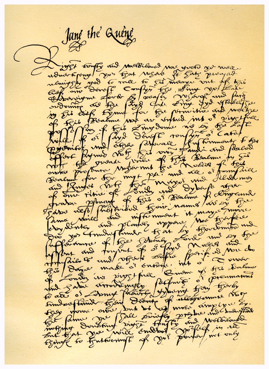 Carta de Lady Jane Gray a William Parr, 10 de julho de 1553. de Lady Jane Grey