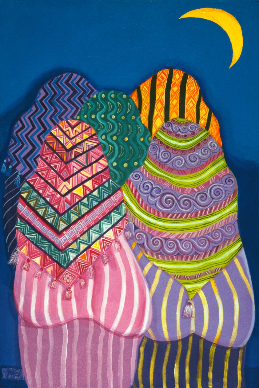Bottoms in the Moonlight, 1990 (acrílico sobre tela) de Laila Shawa