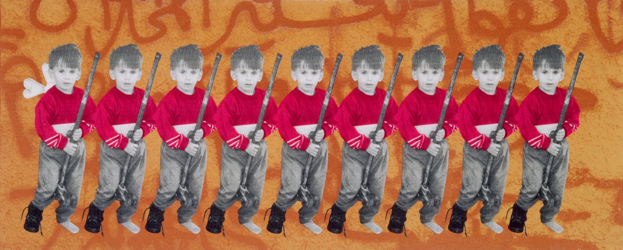 Filhos da Guerra, filhos da paz, 1996 (serigrafia sobre tela) (ver também 279271) de Laila Shawa