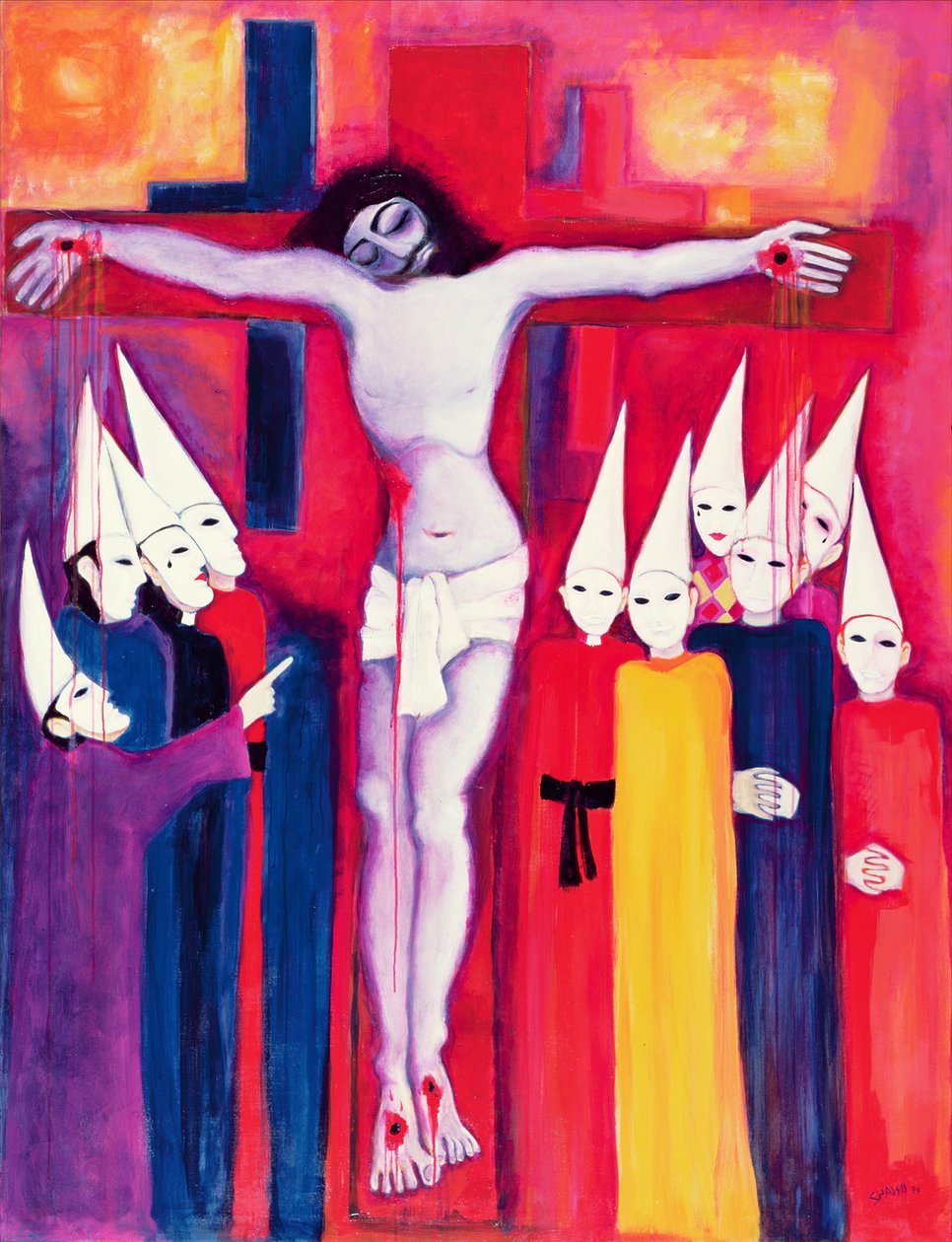 Cristo e os Políticos, 2000 (acrílico sobre tela) de Laila Shawa