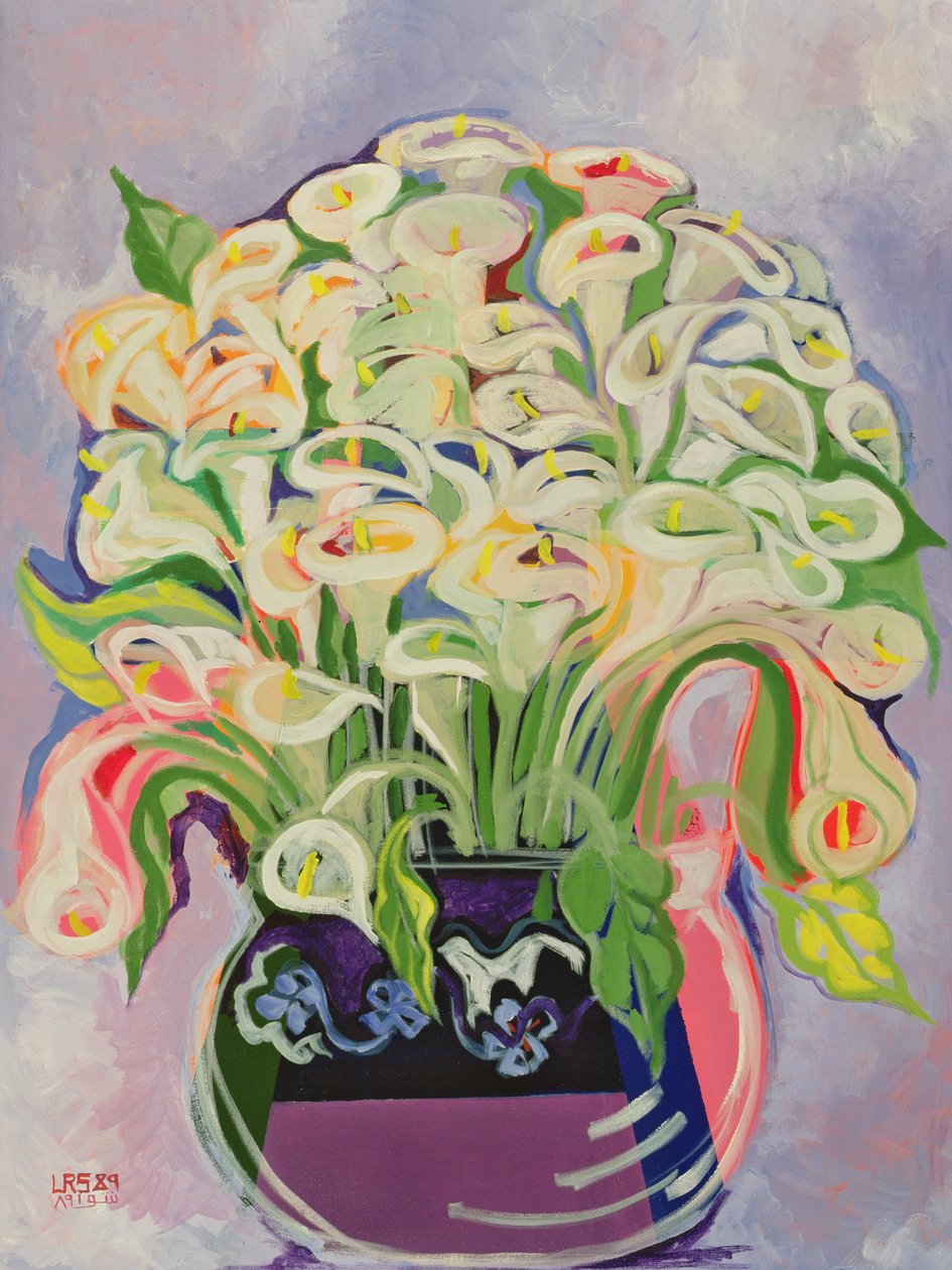 Lírios, 1989 (acrílico sobre tela) de Laila Shawa
