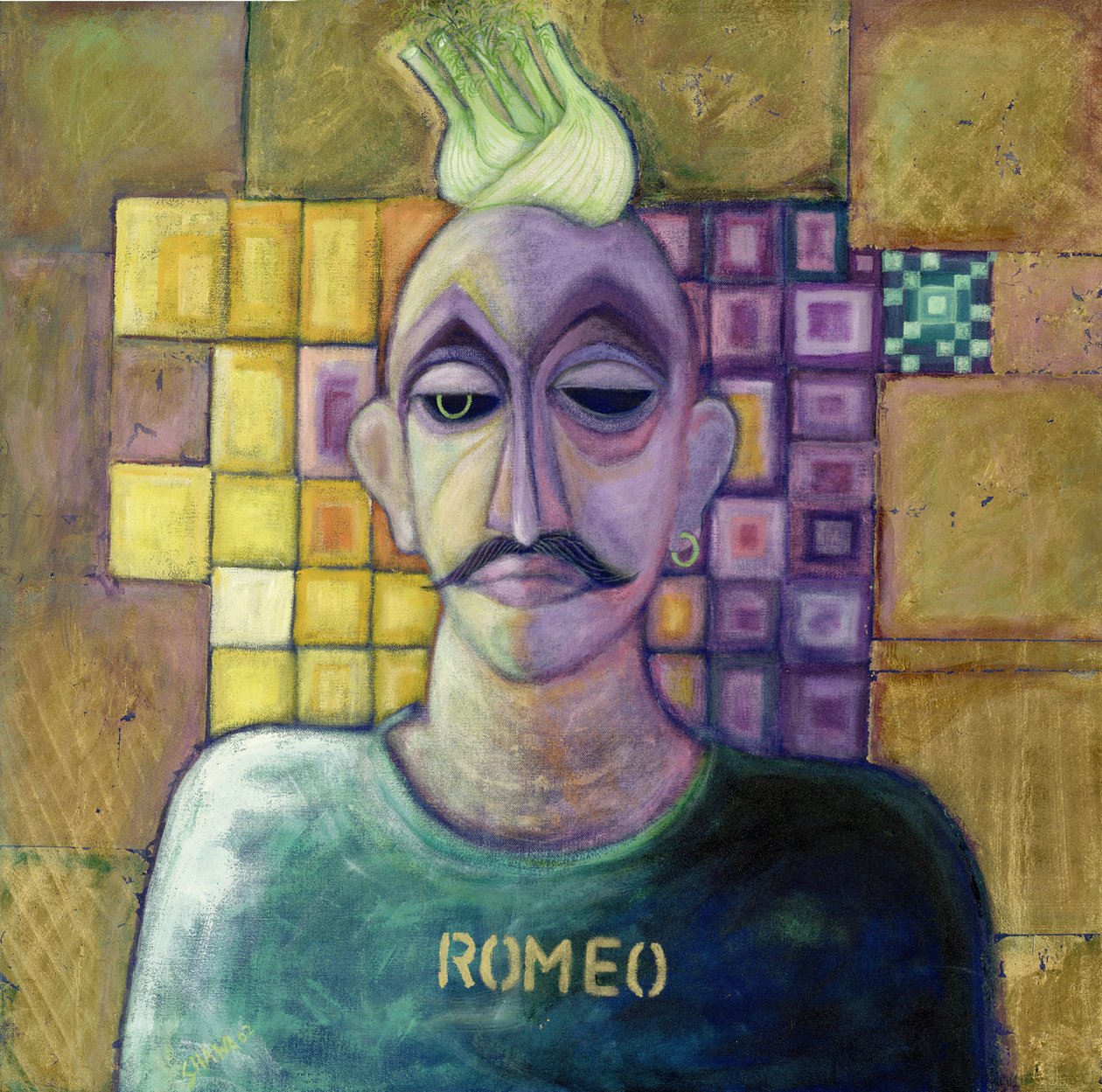 Romeo, 1970 (folha de acrílico e metal sobre tela) de Laila Shawa