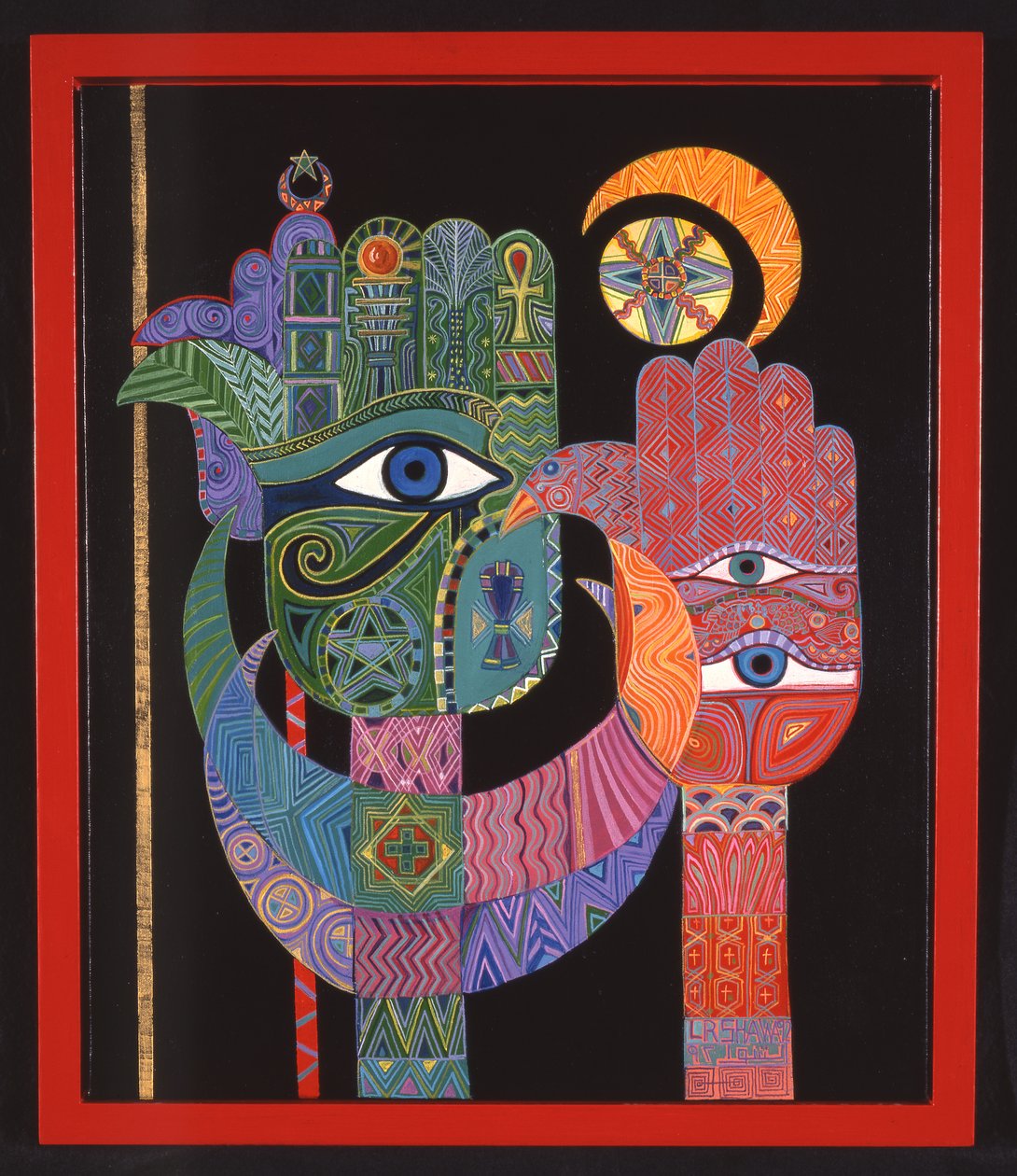 Símbolos, 1992 (acrílico sobre tela) de Laila Shawa