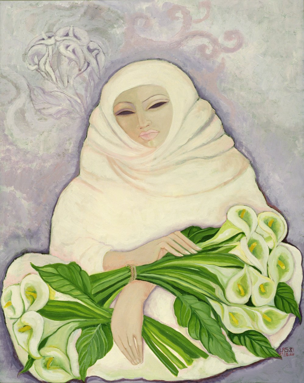 The Lily Seller, 1989 (acrílico sobre tela) de Laila Shawa