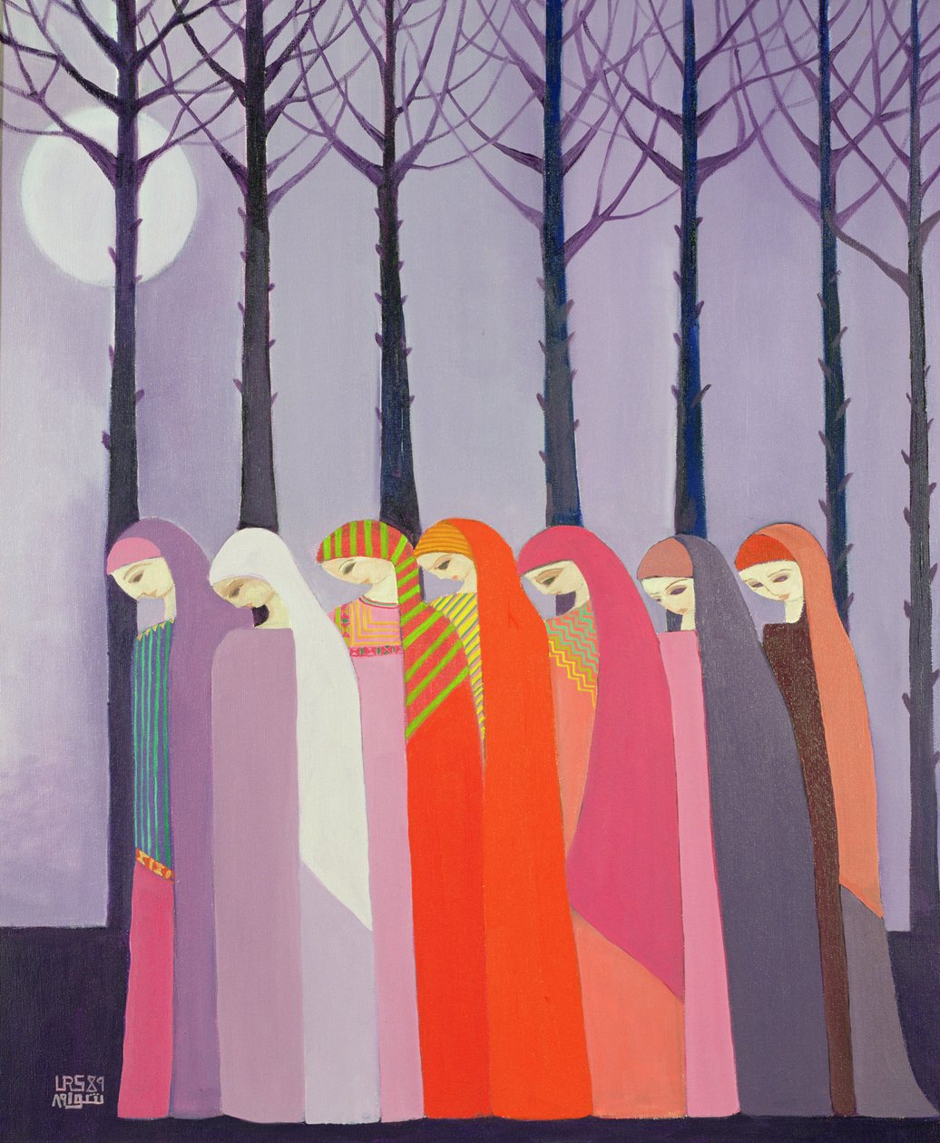 Caminhada no Parque, 1989 (acrílico sobre tela) de Laila Shawa