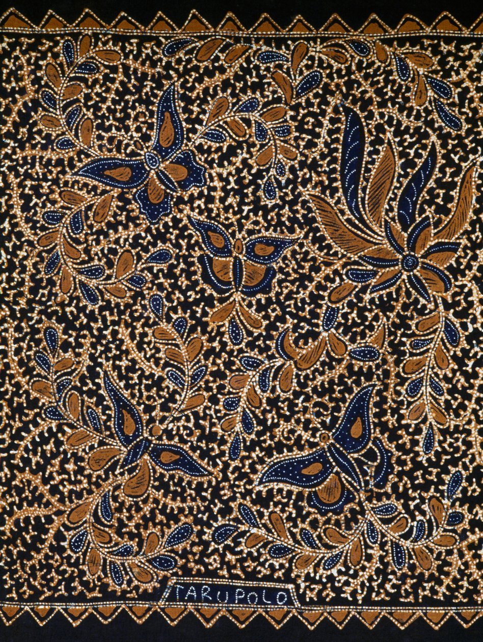 Batik com decoração tradicional de borboleta e flores, Java, Indonésia, detalhe de Amadeo (after) Modigliani